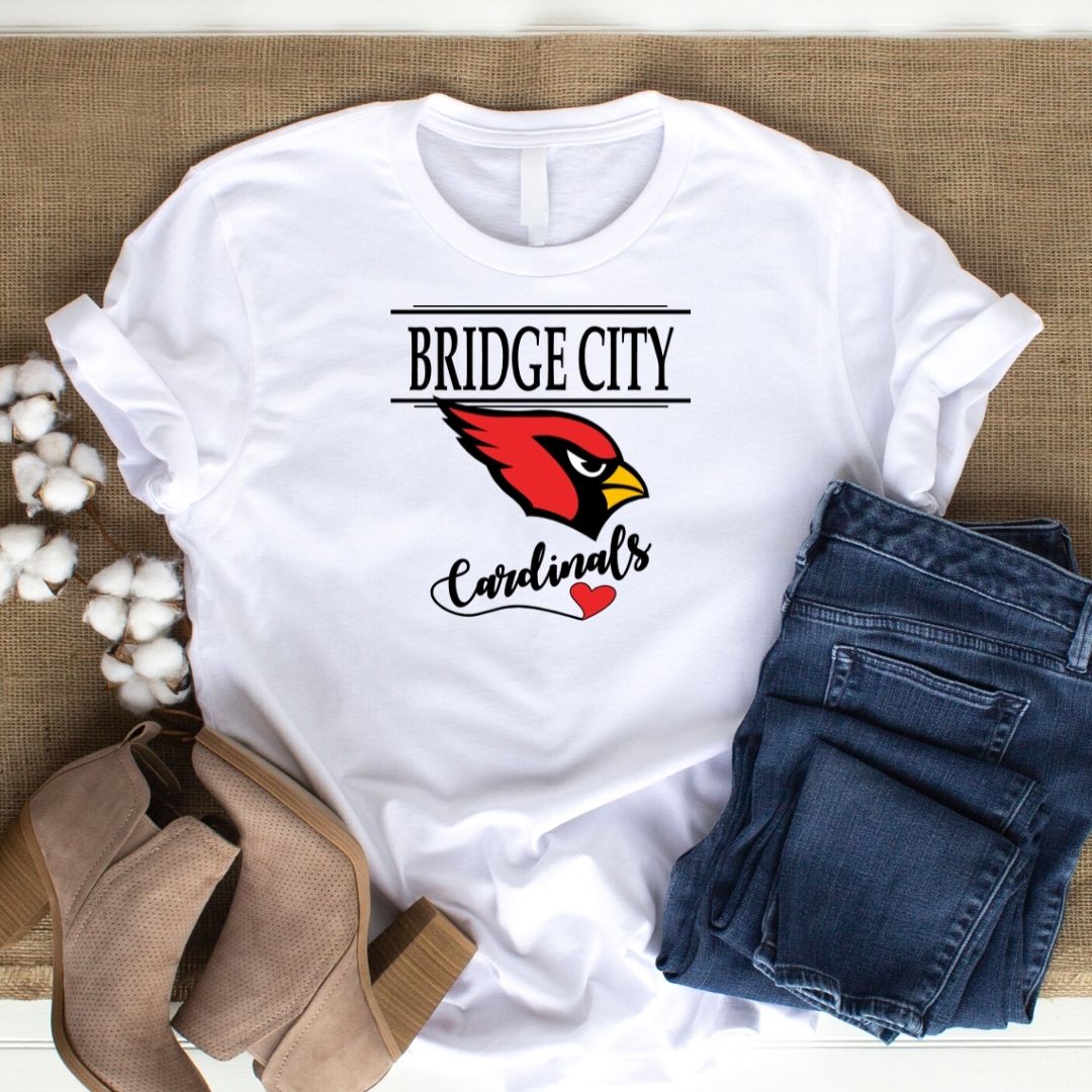 Girls Youth White Louisville Cardinals Logo Heart T-Shirt