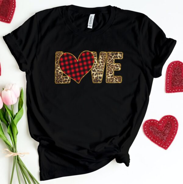 LOVE Buffalo plaid and leopard print valentine design