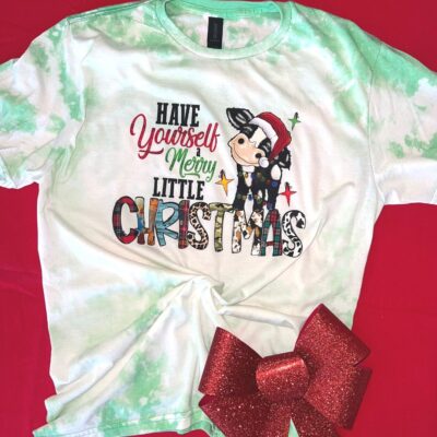 Have Yourself A Merry Little Christmas T-Shirt with a cute cow.