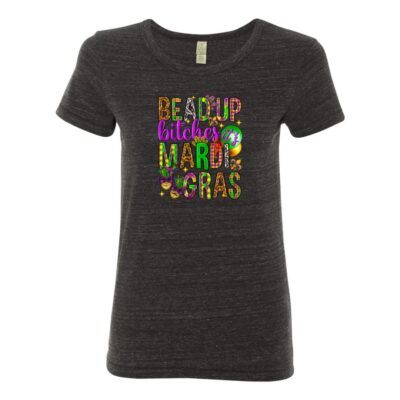 Bead Me Bitches It's Mardi Gras - Eco Black fitted tee