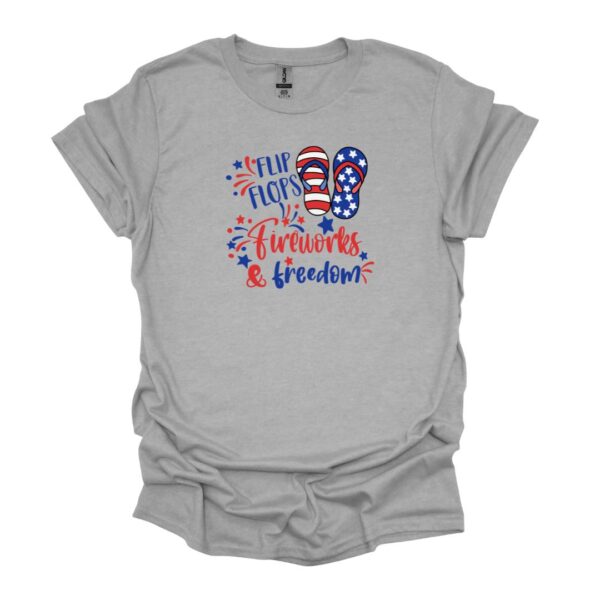 flipflops fireworks and freedom grey tee