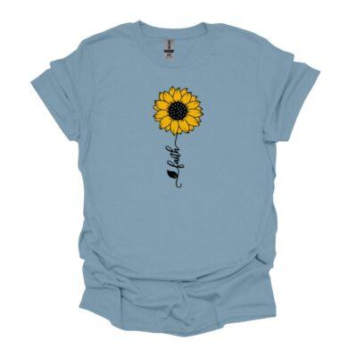Faith, sunflower blue tee