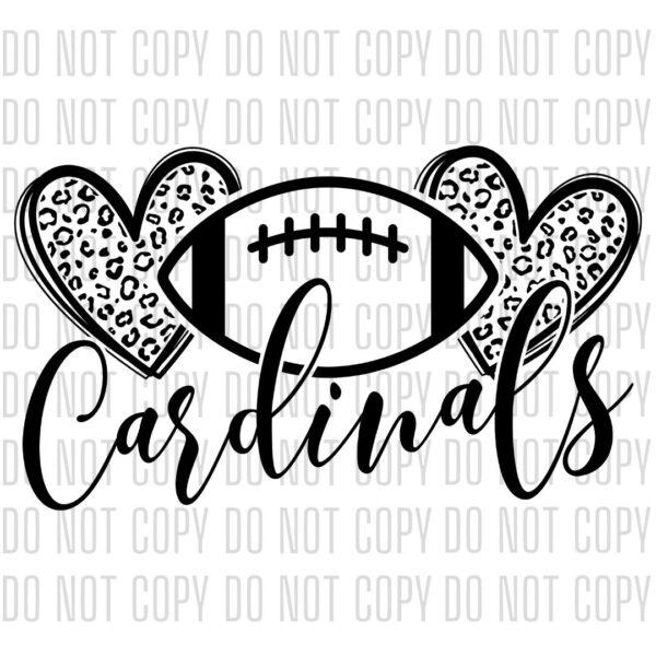 Cardinals - Leopard print hearts and football design