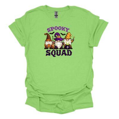 Spooky Squad Gnome lime green tee