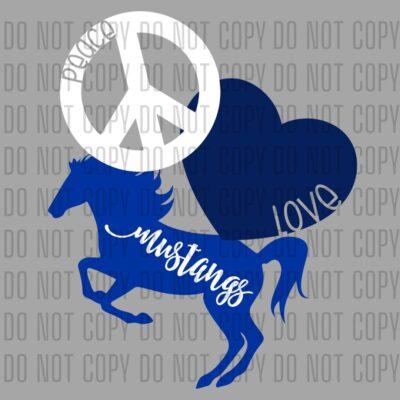 Peace Love Mustangs grey background