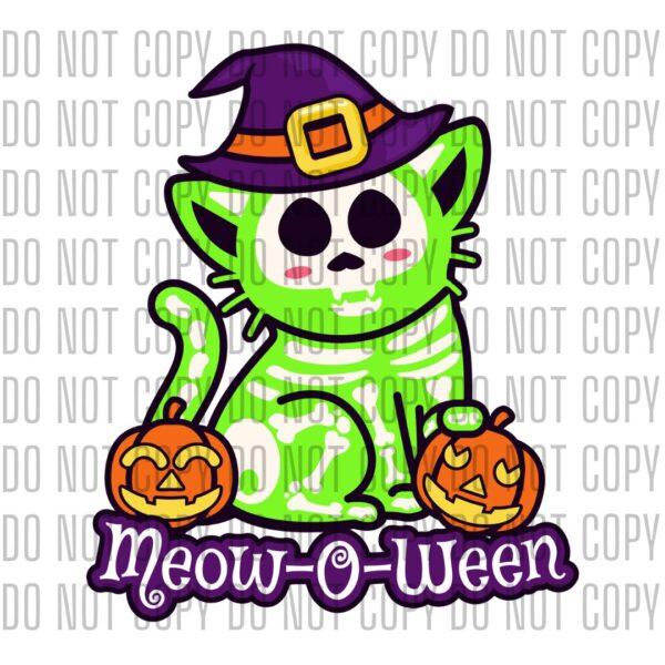 Meow-o-ween cat Halloween design