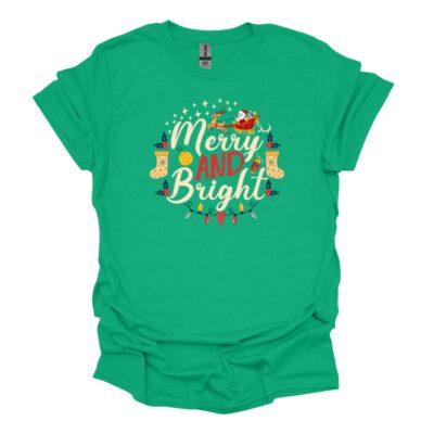Merry and Bright kelly green tee