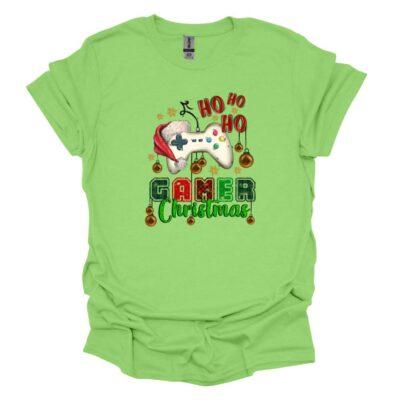 Ho Ho Ho Gamer Christmas Holiday Tee - lime green