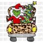 The Grinch In A Leopard Truck Christmas Tee - design