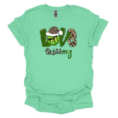 Love Grinchmas mint green tee