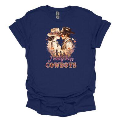 I Only Kiss Cowboys - navy tee