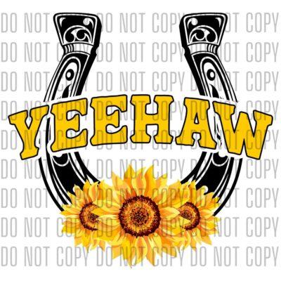Yeehaw sunflower horseshoe DTF