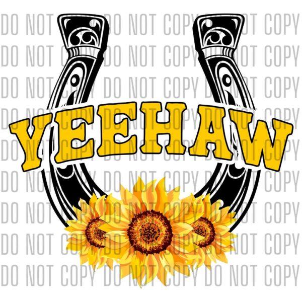 Yeehaw sunflower horseshoe DTF