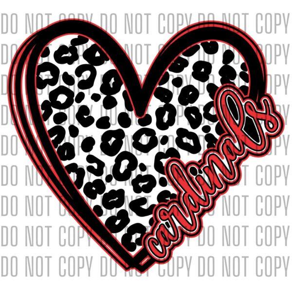 Leopard Print Heart Cardinals