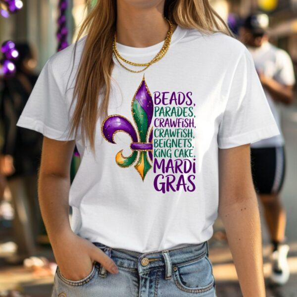 Mardi Gras - Beads etc. White Tee